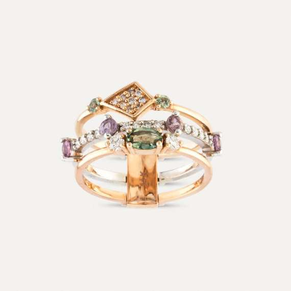 Gimlet 0.98 CT Multicolor Sapphire and Diamond Ring - 1