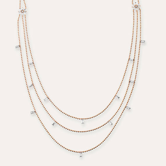Gina 1.07 CT Baguette Cut Diamond Triple Row Necklace - 2
