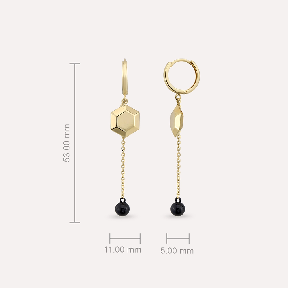 Globe Sarı Altın Sallatılı Küpe - 3