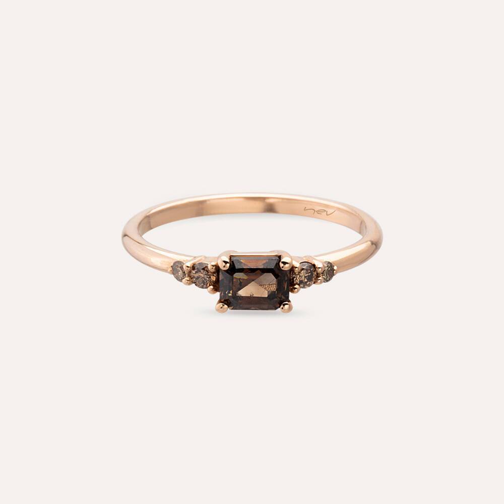 Gloria 0.68 CT Cognac Rose Cut Diamond and Brown Diamond Ring