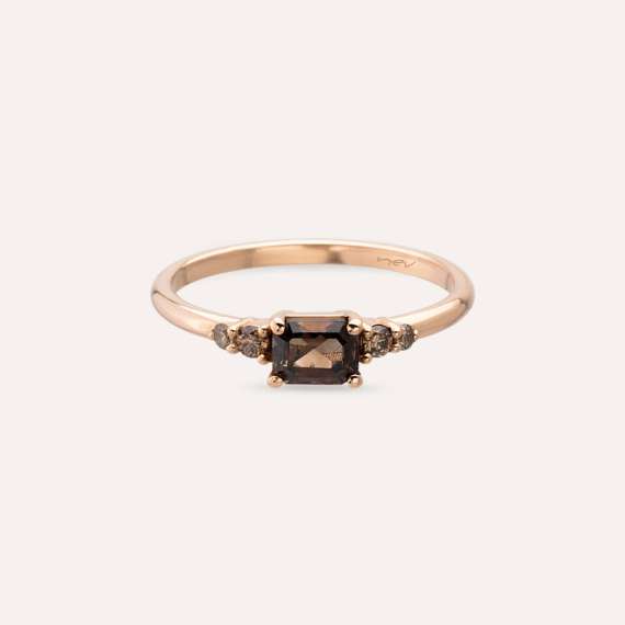 Gloria 0.68 CT Kanyak Elmas ve Brown Pırlanta Taşlı Yüzük - 6