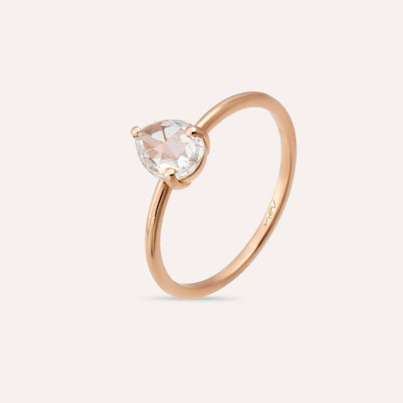 Greta 0.58 CT Damla Kesim Elmas Taşlı Tektaş Yüzük - 3
