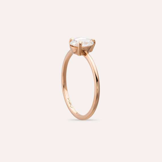 Greta 0.58 CT Damla Kesim Elmas Taşlı Tektaş Yüzük - 4