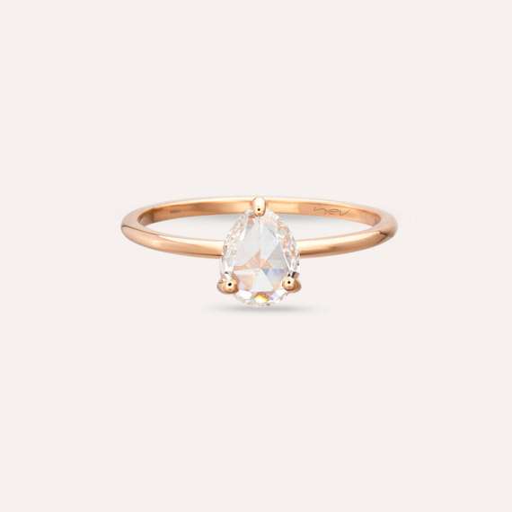 Greta 0.58 CT Damla Kesim Elmas Taşlı Tektaş Yüzük - 5