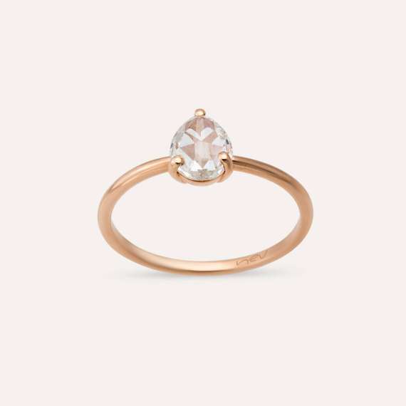 Greta 0.58 CT Damla Kesim Elmas Taşlı Tektaş Yüzük - 1