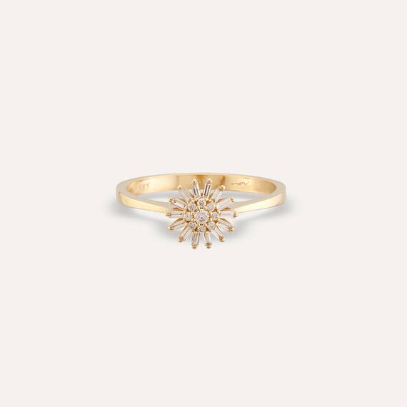 Güneş 0.16 CT Baguette Cut Diamond Yellow Gold Ring - 4