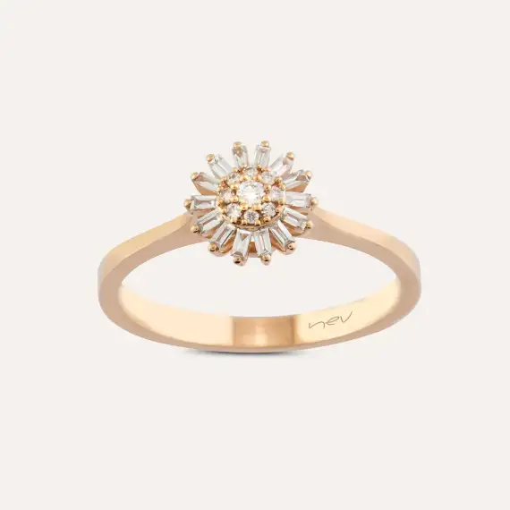 Güneş 0.19 CT Baguette Cut Diamond Rose Gold Ring - 2