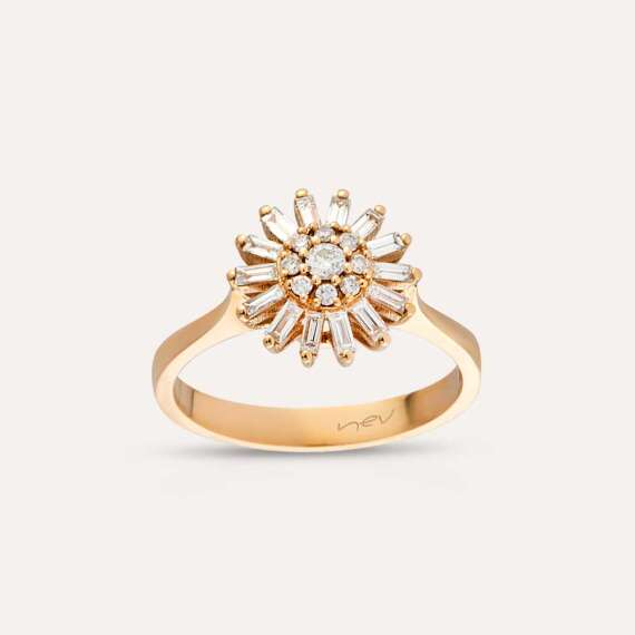 Güneş 0.43 CT Baguette Cut Diamond Rose Gold Ring - 2