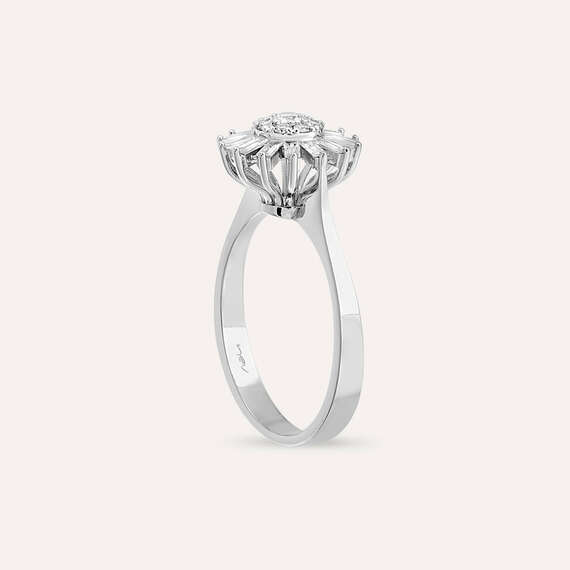 Güneş 0.51 CT Baguette Cut Diamond White Gold Ring - 6