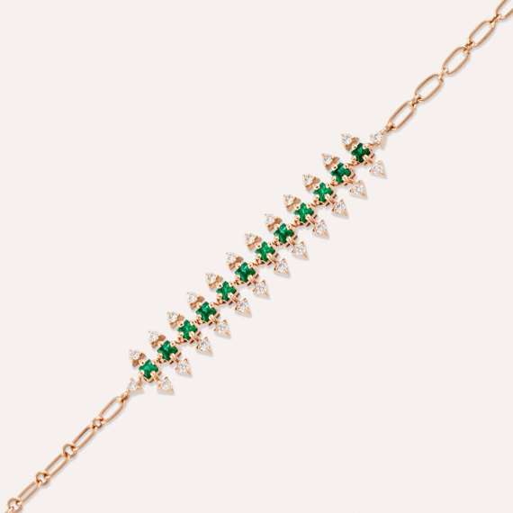 Halley 0.87 CT Diamond and Emerald Bracelet - 3