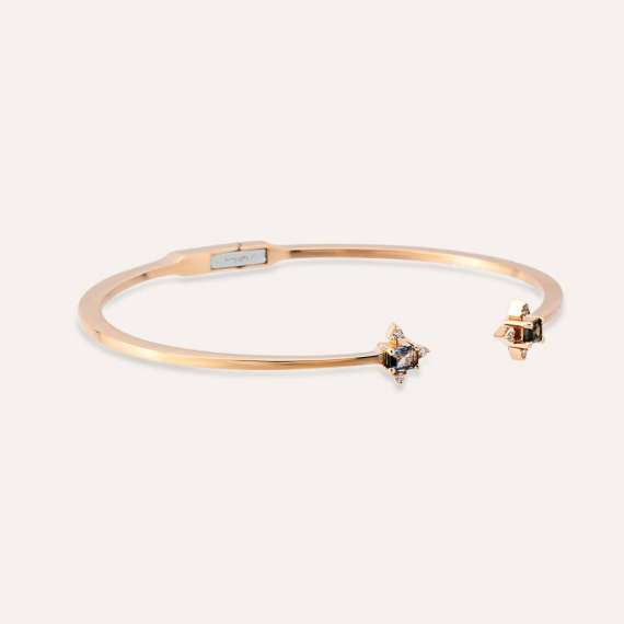 Halleystar 0.54 CT Diamond and Sapphire Cuff Bangle - 3