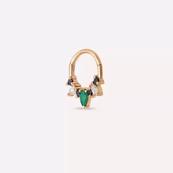 Hana Emerald and Black Diamond Rose Gold Hoop Piercing - 5