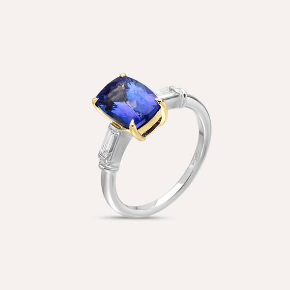 Harper 3.26 CT Tanzanite and Baguette Cut Diamond Ring - 1