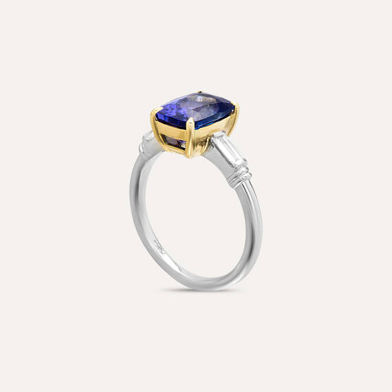 Harper 3.26 CT Tanzanite and Baguette Cut Diamond Ring - 4