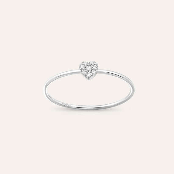 Hearts 0.05 CT Diamond White Gold Ring - 2