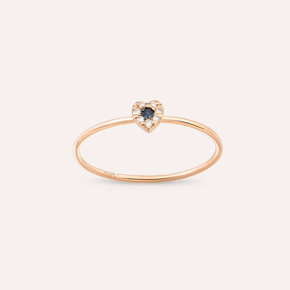 Hearts 0.07 CT Blue Sapphire and Diamond Ring - 1