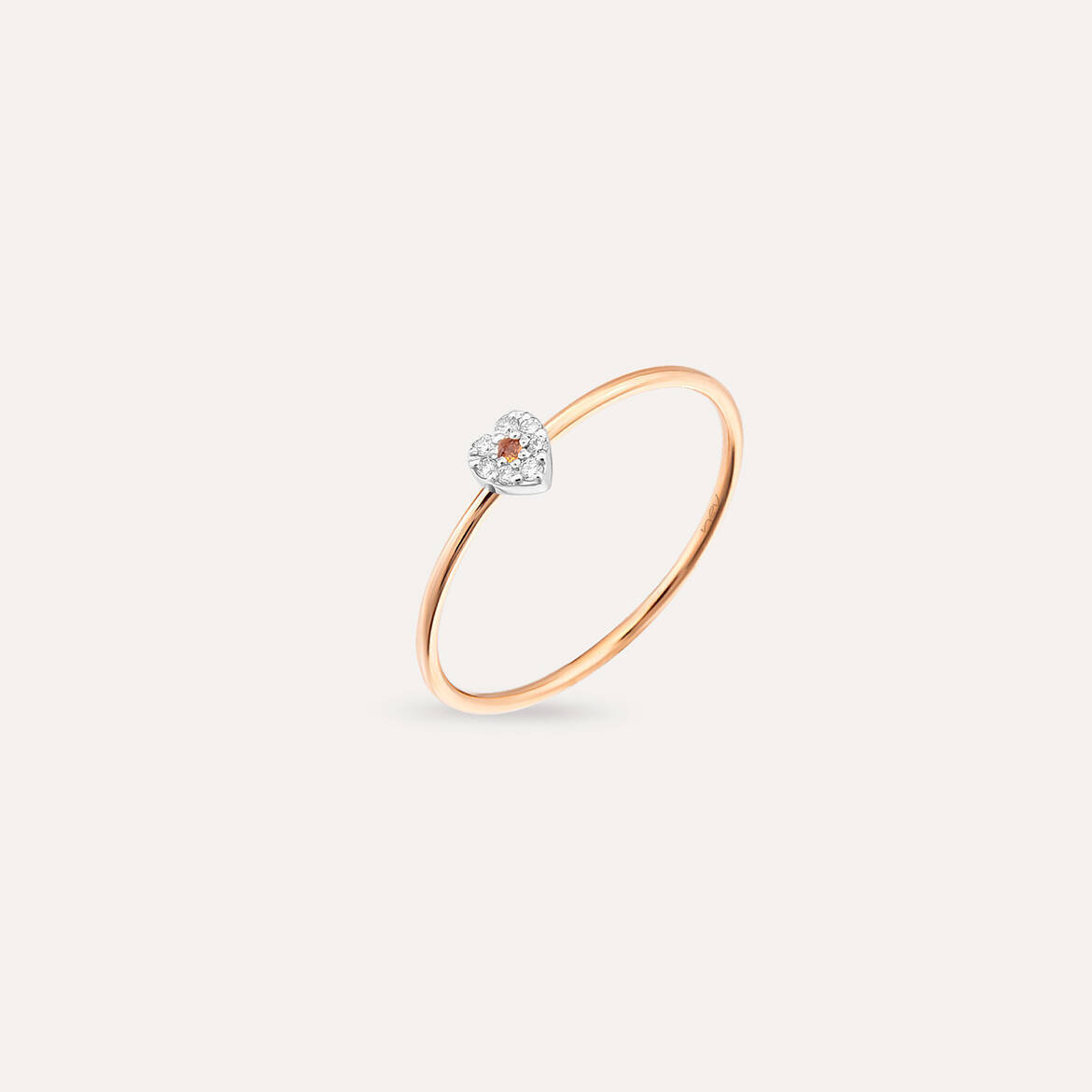 Hearts 0.07 CT Orange Sapphire and Diamond Ring