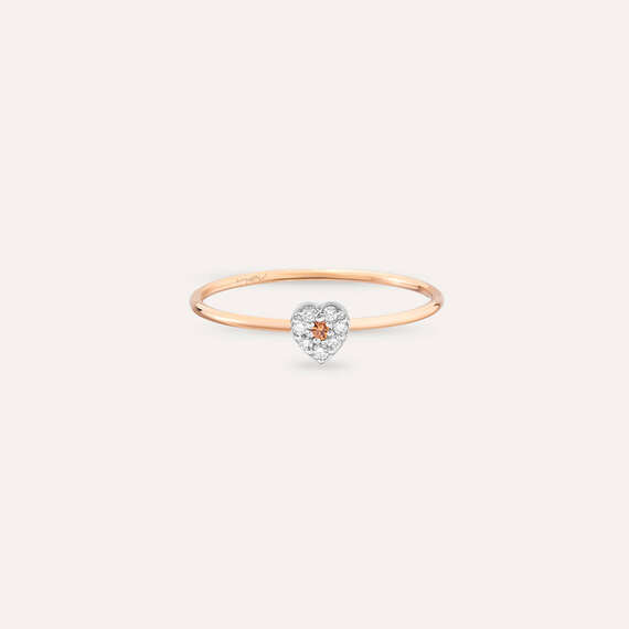 Hearts 0.07 CT Orange Sapphire and Diamond Ring - 4