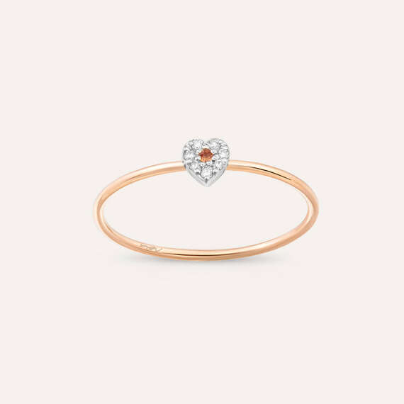 Hearts 0.07 CT Orange Sapphire and Diamond Ring - 1