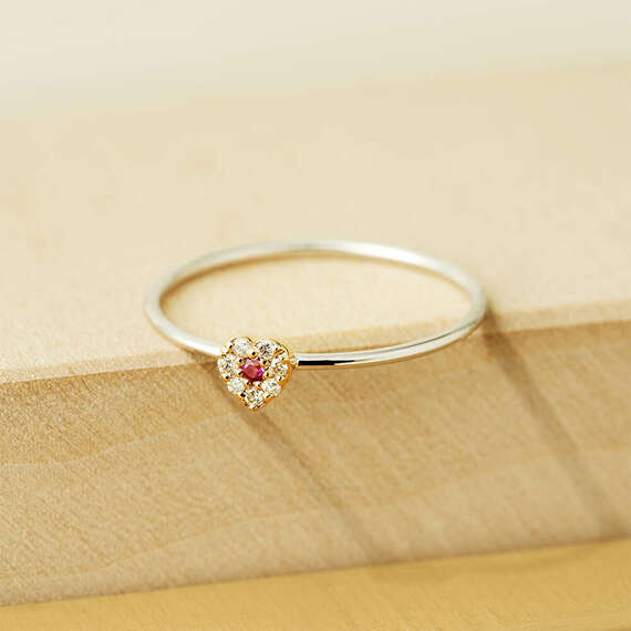 Hearts 0.07 CT Pink Sapphire and Diamond Ring - 1