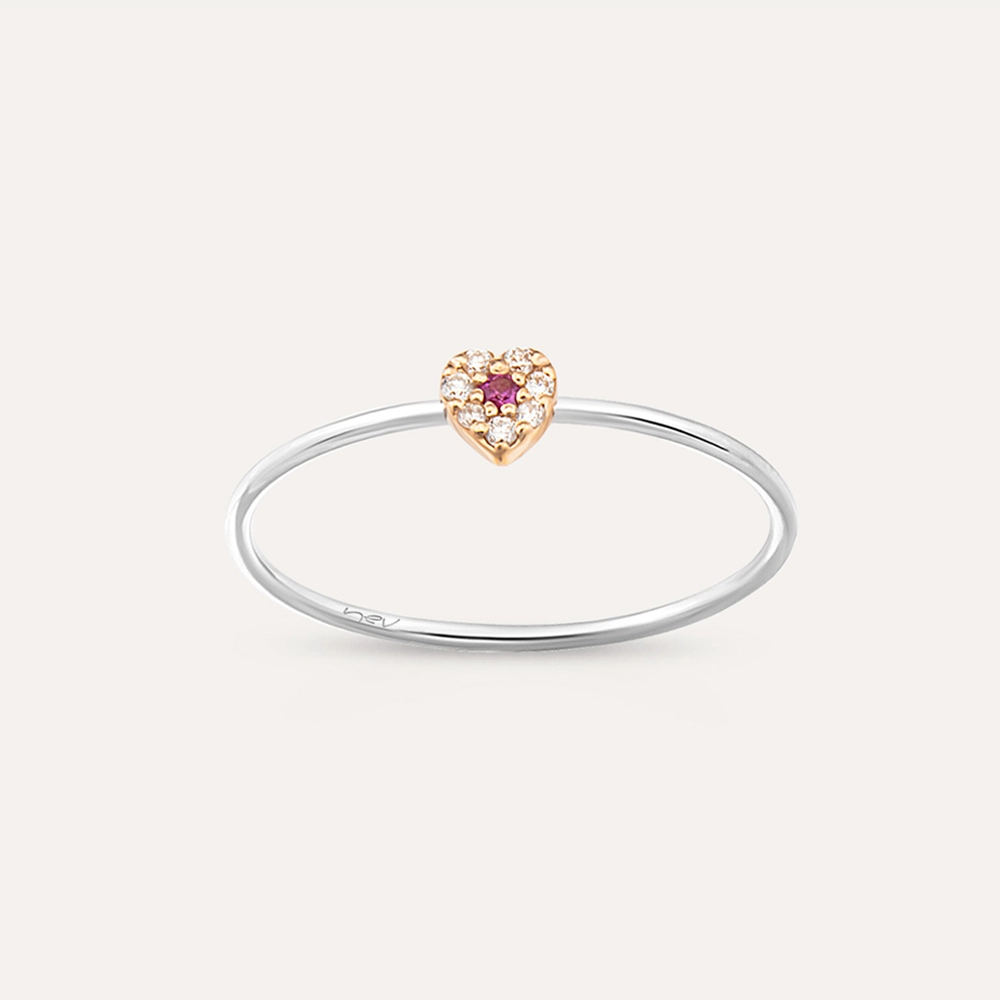 Hearts 0.07 CT Pink Sapphire and Diamond Ring - 2