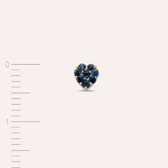 Hearts 0.11 CT Blue Sapphire Mini Single Earring - 3