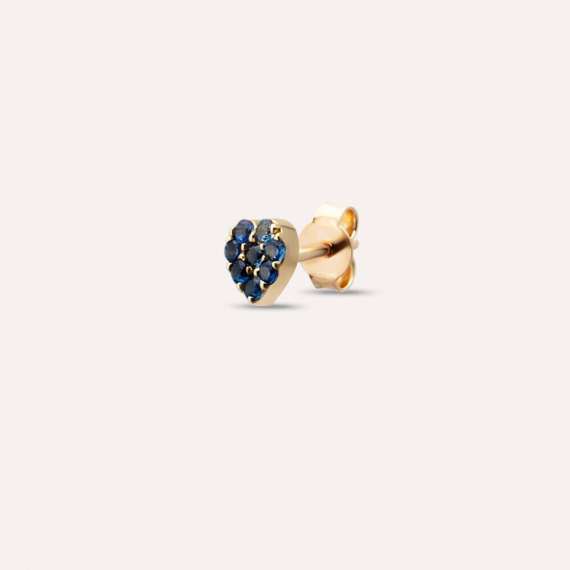 Hearts 0.11 CT Blue Sapphire Mini Single Earring - 2