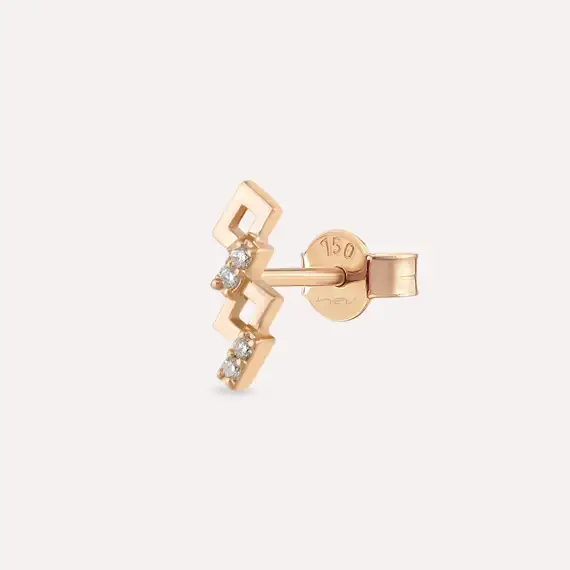 Honeycomb Diamond Rose Gold Single Earring - 1