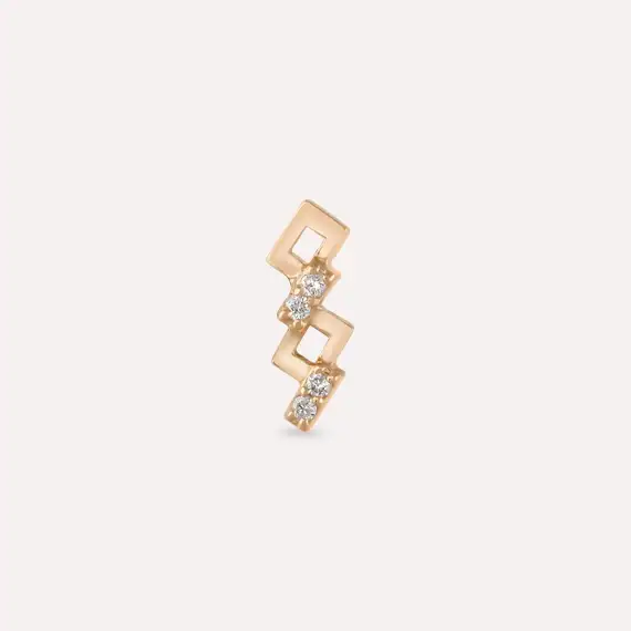 Honeycomb Diamond Rose Gold Single Earring - 3