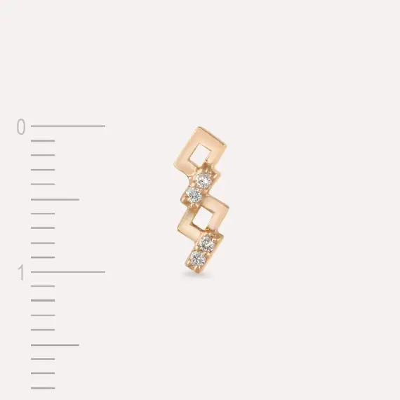 Honeycomb Diamond Rose Gold Single Earring - 4