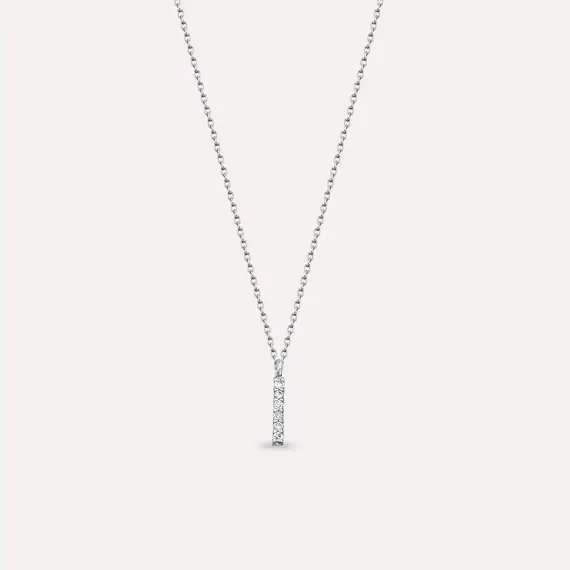 I Letter 0.04 CT Diamond White Gold Necklace - 1