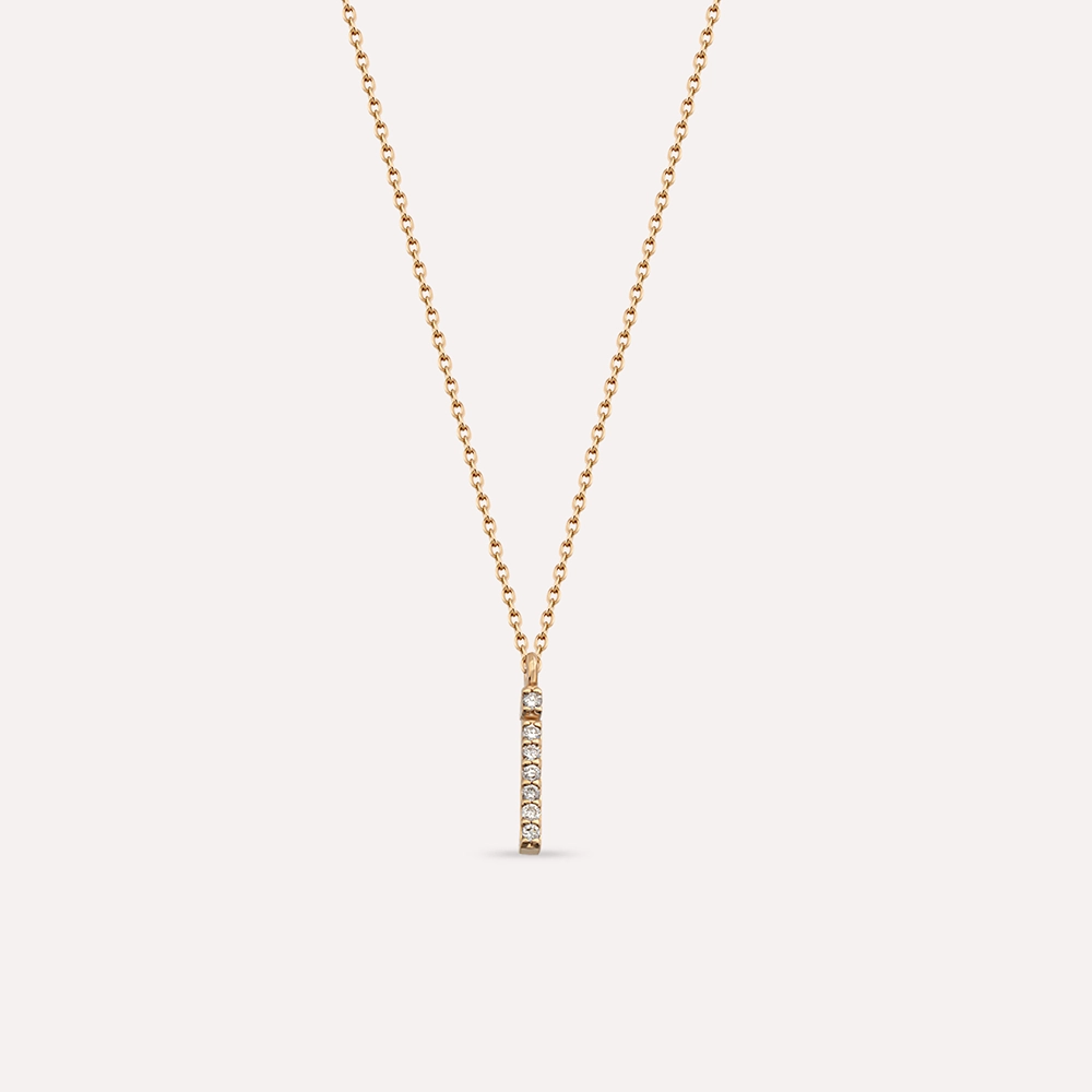 İ Letter 0.05 CT Diamond Rose Gold Necklace - 1