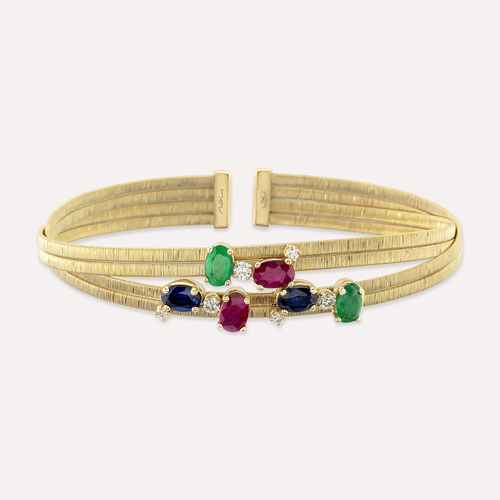 Italian 3.67 CT Colorful Yellow Gold Bracelet - 1