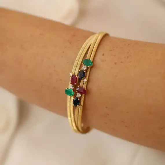 Italian 3.67 CT Colorful Yellow Gold Bracelet - 2