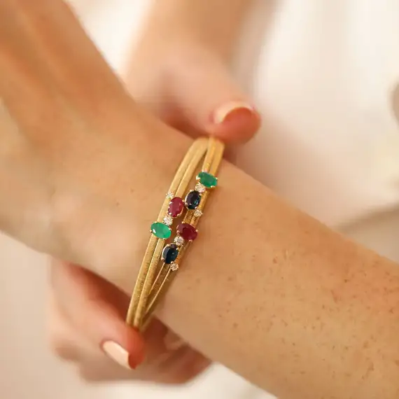 Italian 3.67 CT Colorful Yellow Gold Bracelet - 3