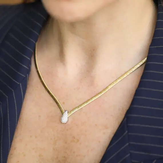 Italian Drop Model Yellow Gold Necklace - 2