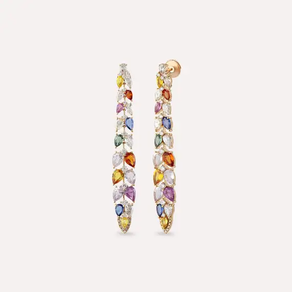 Candy 19.43 CT Multicolor Sapphire and Diamond Rose Gold Earring - 1