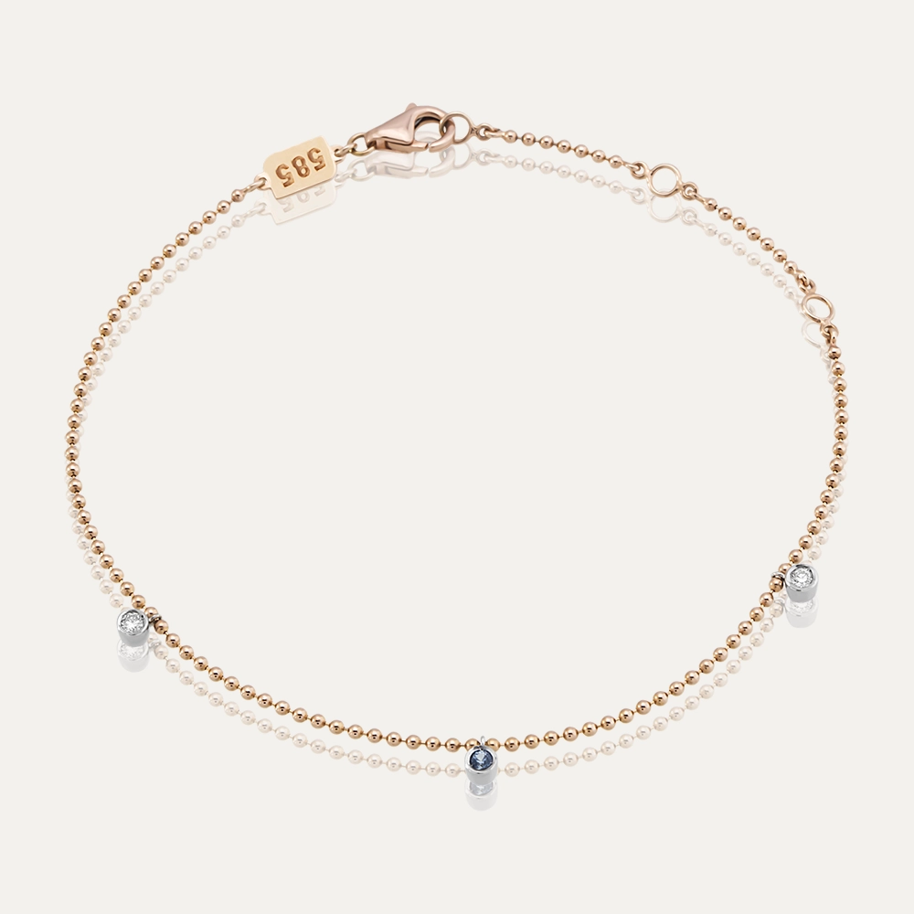 Jane 0.06 CT Diamond and Sapphire Rose Gold Bracelet - 1