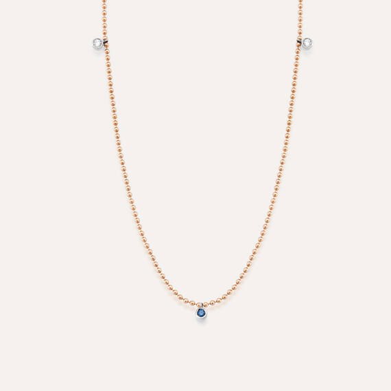 Jane 0.08 CT Pırlanta ve Safir Taşlı Kolye - 1