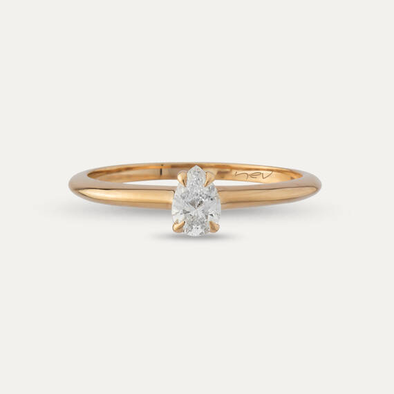Janet 0.30 CT Pear Cut Diamond Rose Gold Solitaire Ring - 3