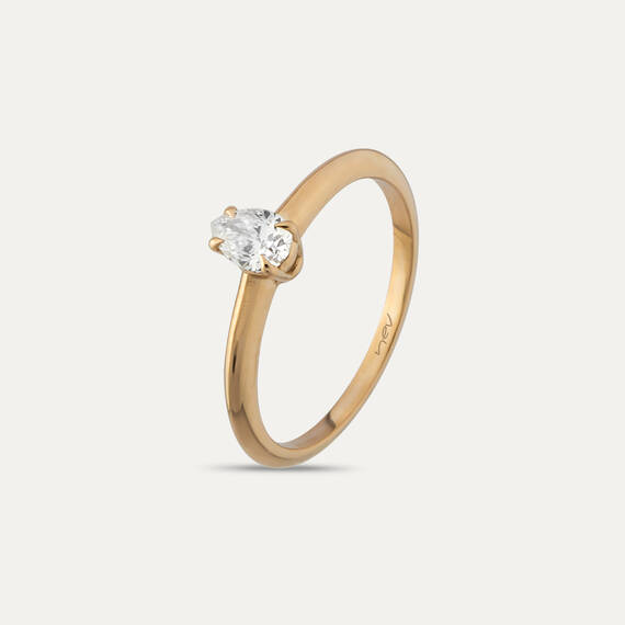 Janet 0.30 CT Pear Cut Diamond Rose Gold Solitaire Ring - 5