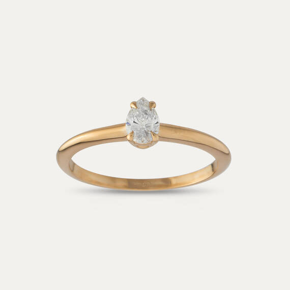 Janet 0.30 CT Pear Cut Diamond Rose Gold Solitaire Ring - 2