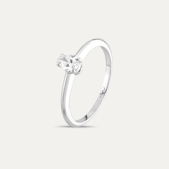 Janet 0.33 CT Pear Cut Diamond White Gold Solitaire Ring - 5
