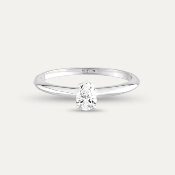 Janet 0.33 CT Pear Cut Diamond White Gold Solitaire Ring - 6