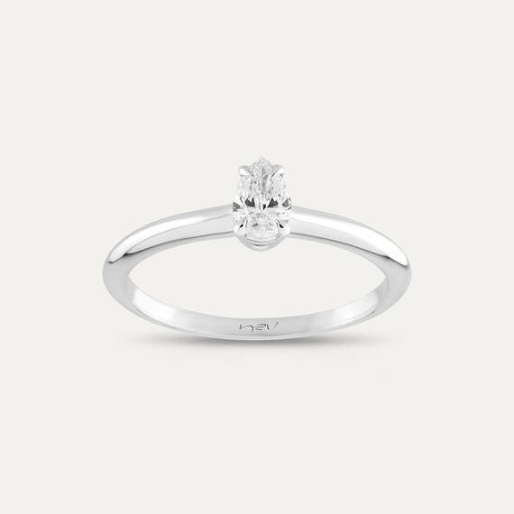 Janet 0.33 CT Pear Cut Diamond White Gold Solitaire Ring - 1