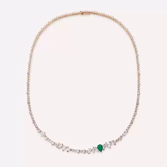 Judith 7.56 CT Emerald and Diamond Rose Gold Necklace - 3