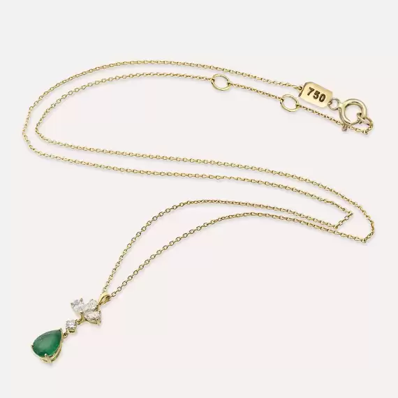 Julia 1.47 CT Emerald and Diamond Yellow Gold Necklace - 3