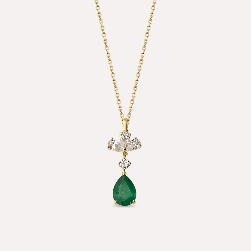 Julia 1.47 CT Emerald and Diamond Yellow Gold Necklace - 1