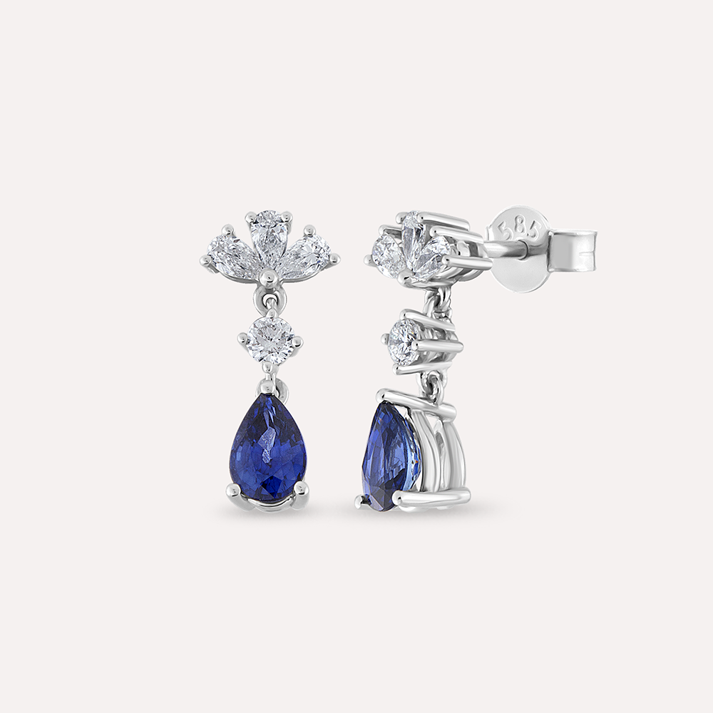 Julia 1.50 CT Sapphire and Diamond White Gold Earring - 1