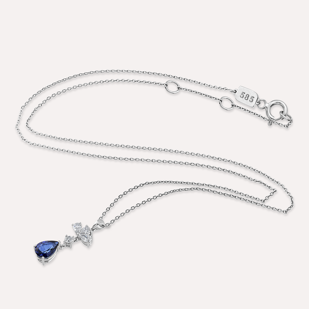 Julia 1.66 CT Sapphire and Diamond White Gold Necklace - 2